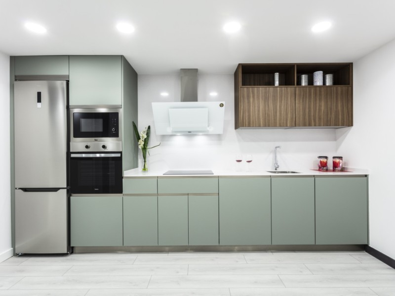 Ejemplo de cocina de una vivienda de Vía Galena. Infografía orientativa a concretar en el desarrollo del proyecto.