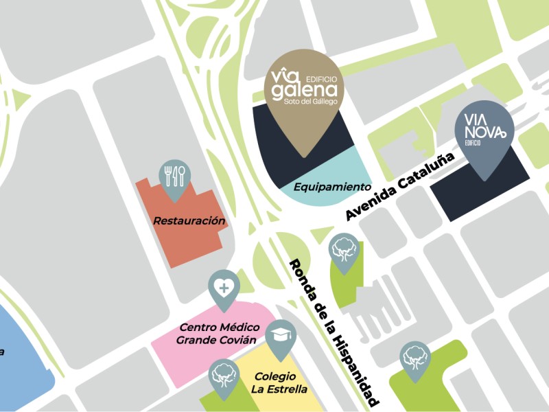 Plano de situación del Edificio Vía Galena en la Avenida Cataluña, Zaragoza