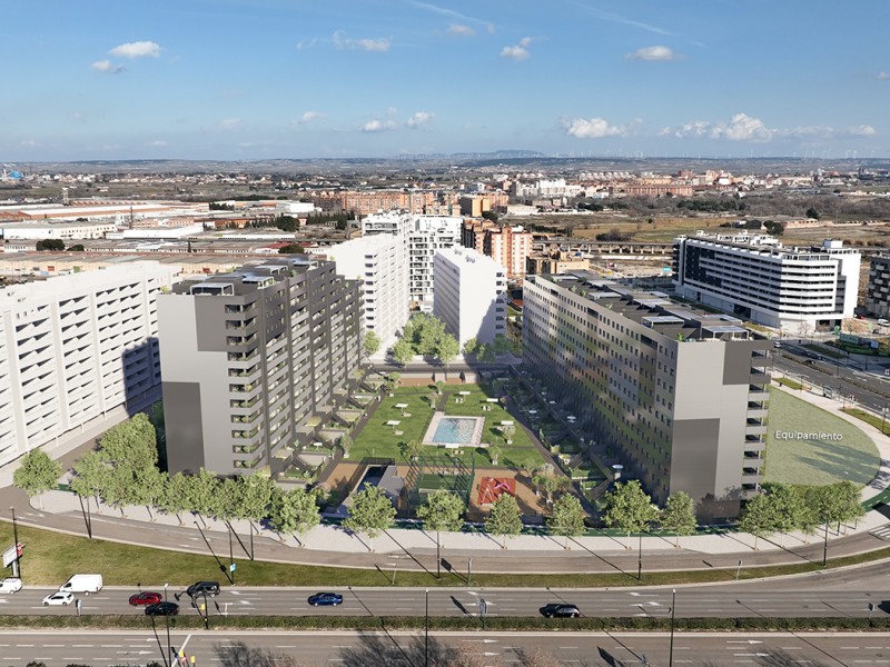 Vista aérea del Edificio Vía Galena. Infografía orientativa a concretar en el desarrollo del proyecto
